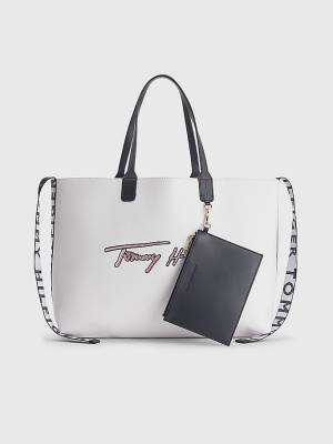 Ženske Tommy Hilfiger Iconic Signature Tote Torbe Bela | TH021SFH