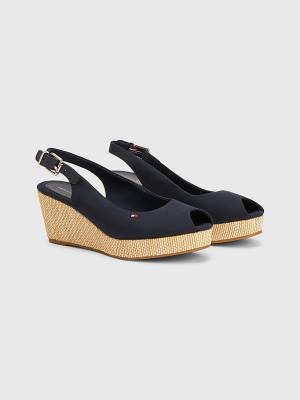 Ženske Tommy Hilfiger Iconic Slingback Espadrille Wedges Sandale Plava | TH025ITL