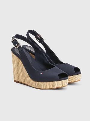 Ženske Tommy Hilfiger Iconic Slingback Espadrille High Heel Wedges Sandale Plava | TH102YZN