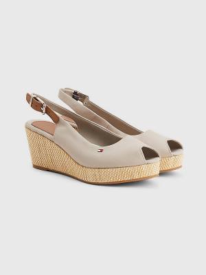 Ženske Tommy Hilfiger Iconic Slingback Espadrille Wedges Sandale Bež | TH754UNL