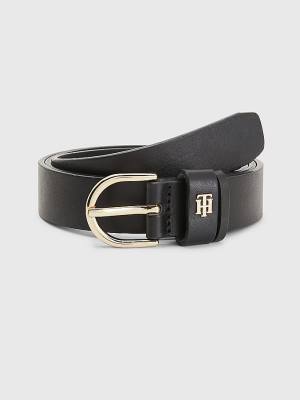 Ženske Tommy Hilfiger Leather Monogram Kaiševi Crna | TH047JYT