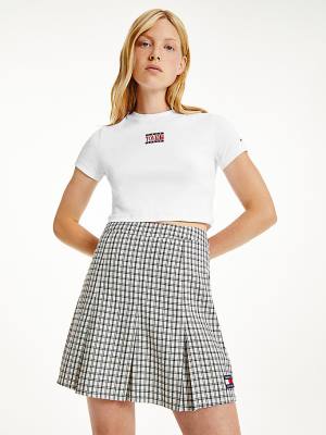 Ženske Tommy Hilfiger Logo Cropped Fit Majice Bela | TH836RSP