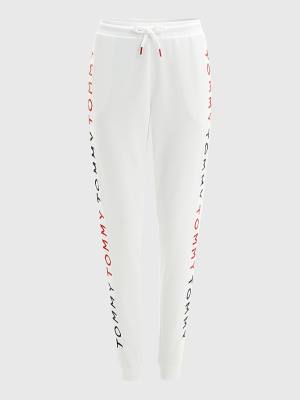 Ženske Tommy Hilfiger Logo Embroidery Tapered Joggers Pantalone Bela | TH295UXV