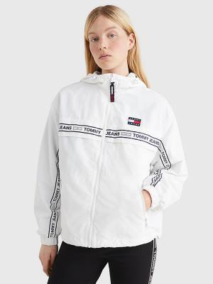 Ženske Tommy Hilfiger Logo Tape Chicago Windbreaker Jakna Bela | TH423QDJ