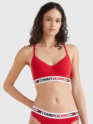 Ženske Tommy Hilfiger Logo Underband Lightly Lined Bralette Donji veš Crveni | TH437KGW