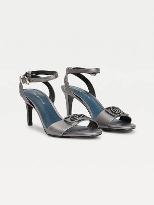 Ženske Tommy Hilfiger Metallic Mid-Heel Sandale Siva | TH562JLH