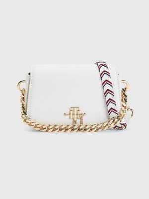 Ženske Tommy Hilfiger Monogram Chain Crossover Mini Torbe Bela | TH493CLR