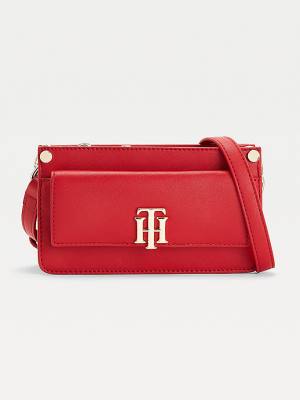 Ženske Tommy Hilfiger Monogram Lock Small Crossover Torbe Crveni | TH354QIM