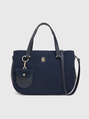 Ženske Tommy Hilfiger Monogram Plaque Satchel Torbe Plava | TH469BLA