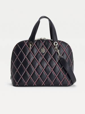 Ženske Tommy Hilfiger Monogram Quilted Crossover Torbe Plava | TH789QIF