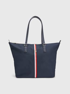 Ženske Tommy Hilfiger Nylon Signature Tote Torbe Plava | TH813VLH