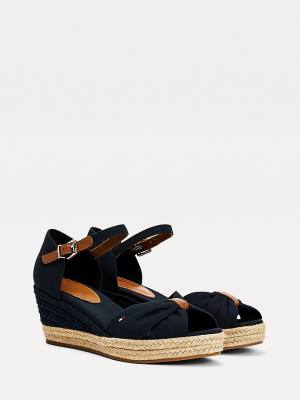 Ženske Tommy Hilfiger Open Toe Mid Wedge Espadrille Sandale Plava | TH423MWF