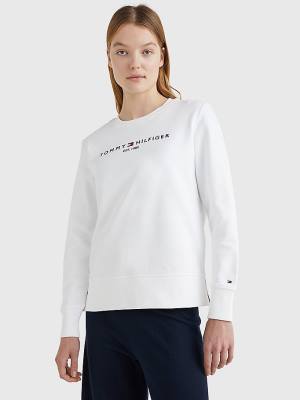 Ženske Tommy Hilfiger Organic Cotton Crew Neck Duksevi Bela | TH536PMB