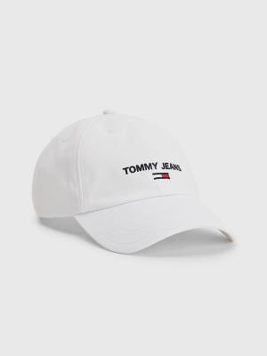 Ženske Tommy Hilfiger Organic Cotton Logo Embroidery Cap Kape Bela | TH569JXI