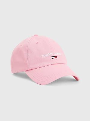 Ženske Tommy Hilfiger Organic Cotton Logo Embroidery Cap Kape Roza | TH951KRJ