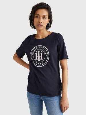 Ženske Tommy Hilfiger Organic Cotton Print Majice Plava | TH493GWF