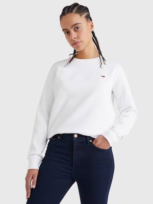 Ženske Tommy Hilfiger Organic Cotton Regular Fit Fleece Duksevi Bela | TH498ZSN