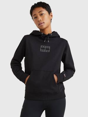 Ženske Tommy Hilfiger Outline Flag Duks Hoodie Crna | TH069EPD