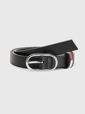 Ženske Tommy Hilfiger Oval Buckle Leather Kaiševi Crna | TH015PWV