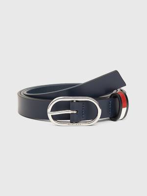 Ženske Tommy Hilfiger Oval Buckle Leather Kaiševi Plava | TH170NAF