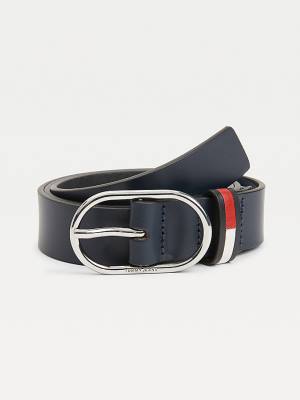 Ženske Tommy Hilfiger Oval Buckle Organic Leather Kaiševi Plava | TH356JUX