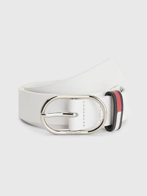 Ženske Tommy Hilfiger Oval Buckle Signature Leather Kaiševi Bela | TH503YLV