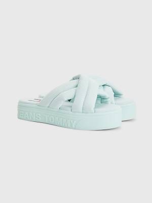 Ženske Tommy Hilfiger Padded Strap Flatform Sandale Zeleno | TH095XJE