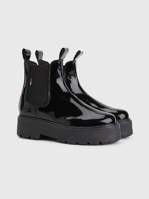 Ženske Tommy Hilfiger Patent Cleat Chelsea Čizme Crna | TH294TDL