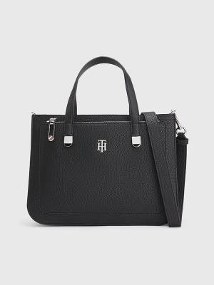 Ženske Tommy Hilfiger Pebble Grain Satchel Torbe Crna | TH713JZI