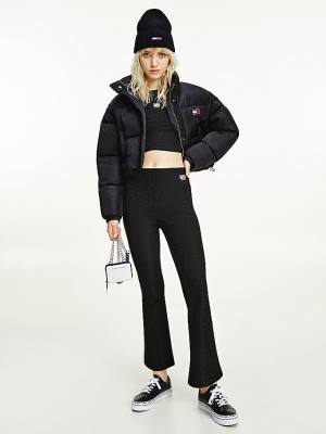 Ženske Tommy Hilfiger Recycled Convertible Cropped Vest Puffer Jakna Crna | TH281UBZ