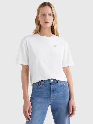 Ženske Tommy Hilfiger Relaxed Fit Majice Bela | TH256QRJ