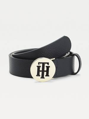 Ženske Tommy Hilfiger Round Buckle Monogram Leather Kaiševi Plava | TH216VGZ