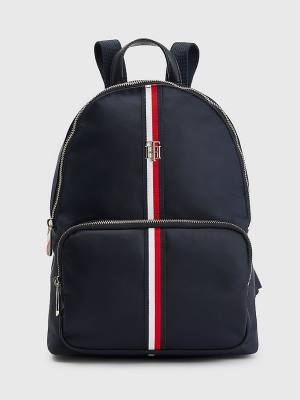 Ženske Tommy Hilfiger Signature Tape Backpack Torbe Plava | TH952IFN