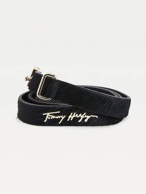 Ženske Tommy Hilfiger Signature Vachetta Calf-Hair Organic Leather Kaiševi Crna | TH235PFM