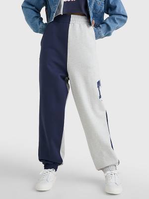 Ženske Tommy Hilfiger Spliced Collegiate Relaxed Joggers Pantalone Plava | TH597QZU