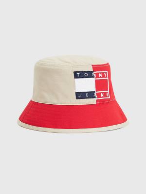 Ženske Tommy Hilfiger Spliced Logo Colour-Blocked Bucket Kape Crveni | TH830YSM