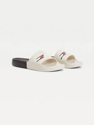 Ženske Tommy Hilfiger Sport Colour-Blocked Logo Pool Slides Sandale Bež | TH381ZXQ