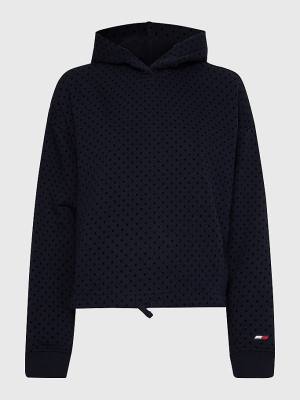 Ženske Tommy Hilfiger Sport Flocked Polka-Dot Relaxed Fit Duks Hoodie Plava | TH925KUX