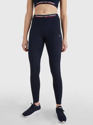 Ženske Tommy Hilfiger Sport Full Length Waistband Detail Helanke Plava | TH743SWE