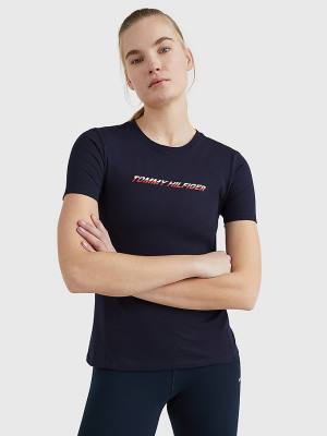 Ženske Tommy Hilfiger Sport Logo Majice Plava | TH120UVP