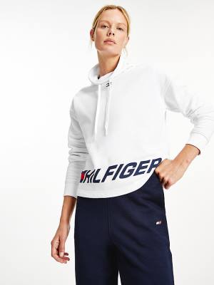 Ženske Tommy Hilfiger Sport Logo Relaxed Fit Duksevi Bela | TH106VOW