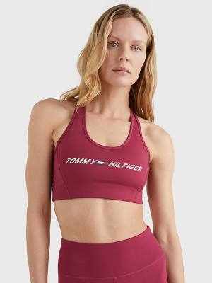 Ženske Tommy Hilfiger Sport Medium Support Logo Bra Donji veš Crveni | TH534CDB