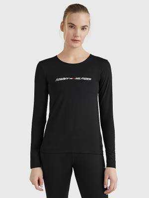 Ženske Tommy Hilfiger Sport Performance Graphic Long Sleeve Majice Crna | TH524TLV