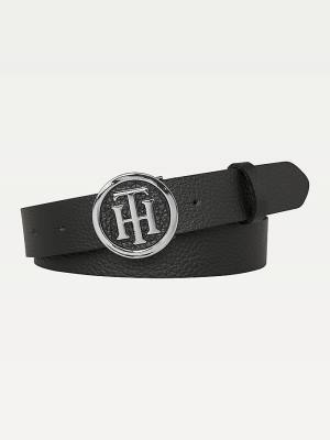 Ženske Tommy Hilfiger Statement Round Buckle Leather Kaiševi Crna | TH406VQA