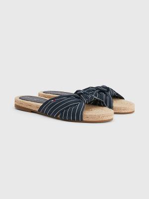 Ženske Tommy Hilfiger Stripe Espadrille Flat Sandale Plava | TH605PGO