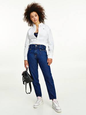 Ženske Tommy Hilfiger Super Cropped Organic Cotton Boyfriend Košulje Bela | TH781ICO