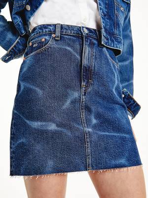 Ženske Tommy Hilfiger Swimming Pool Wash Denim Mom Suknje Denim Plava | TH352CUQ