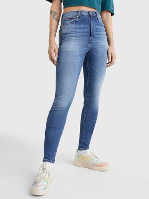 Ženske Tommy Hilfiger Sylvia High Rise Super Skinny Farmerke Denim Plava | TH580ESZ