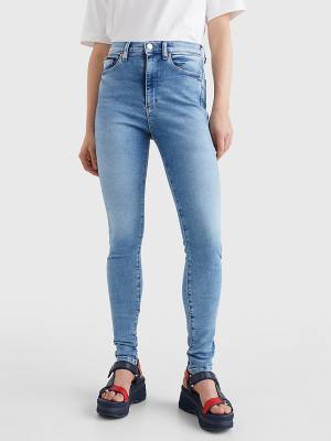 Ženske Tommy Hilfiger Sylvia High Rise Super Skinny Farmerke Denim Plava | TH750ICG