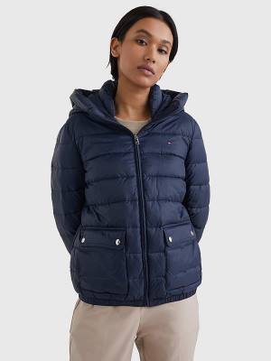 Ženske Tommy Hilfiger TH Protect Hooded Padded Jakna Plava | TH578MPT